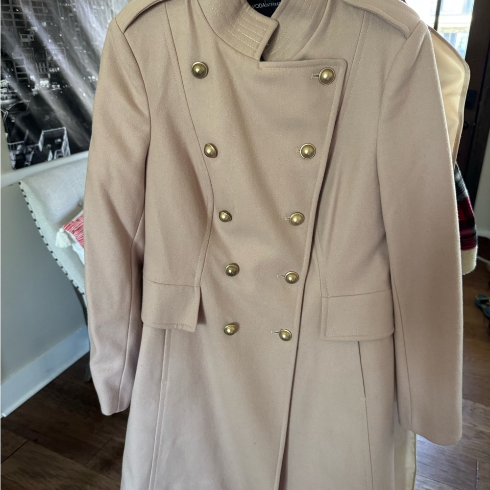 Women's Cream Double-Breasted Coat